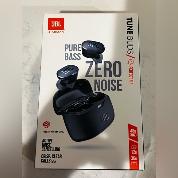 JBL Pure Bass Zero Noise Tune Buds, Navy Blue NWT - Picture 1 of 2